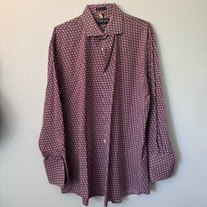 Stacy Adams Burgundy Polka Dot Dress Shirt – Size 18.5/37 $22